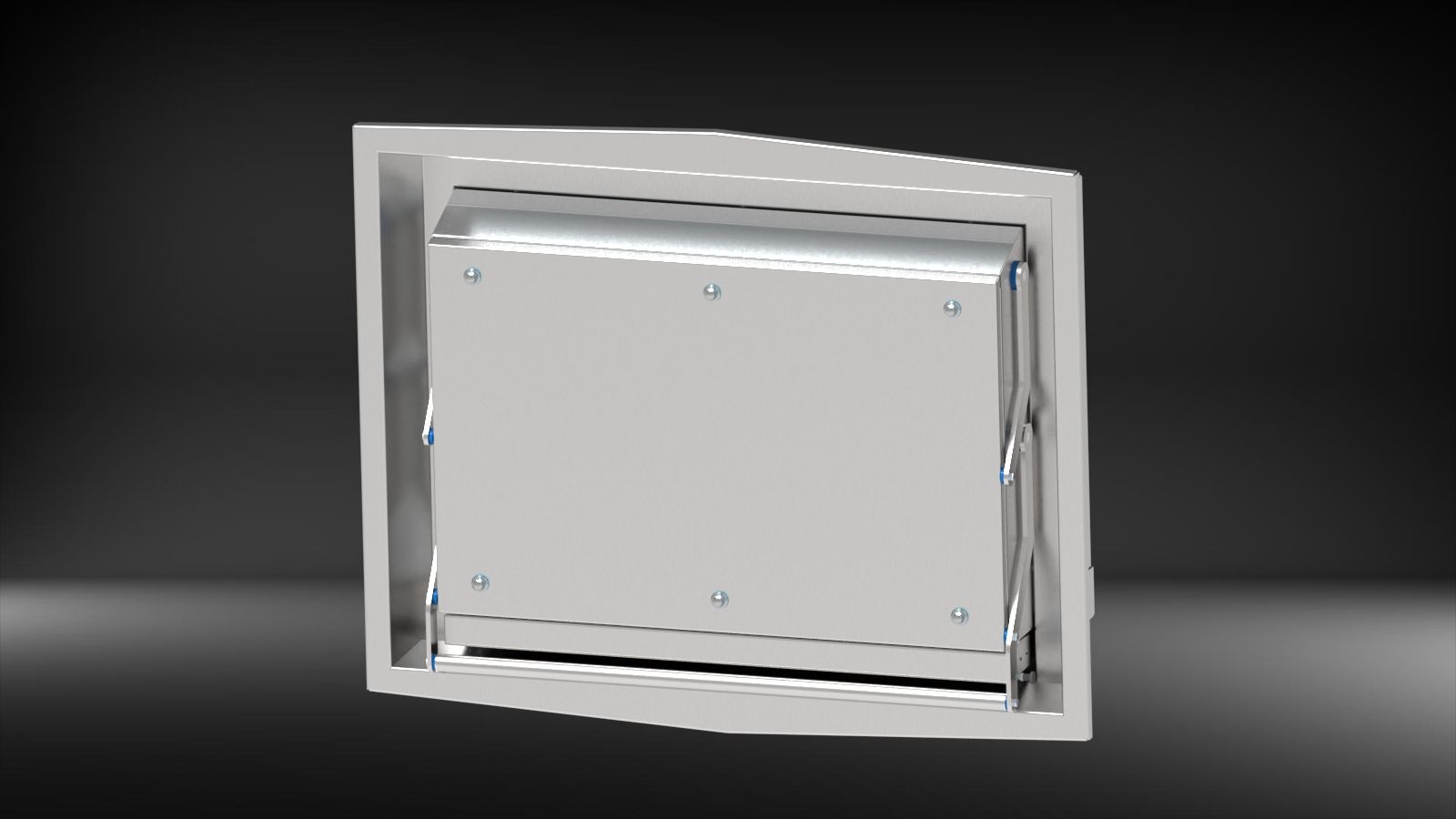 WallDesk – integrierter Arbeitsplatz im Edelstahl-Einbauschrank