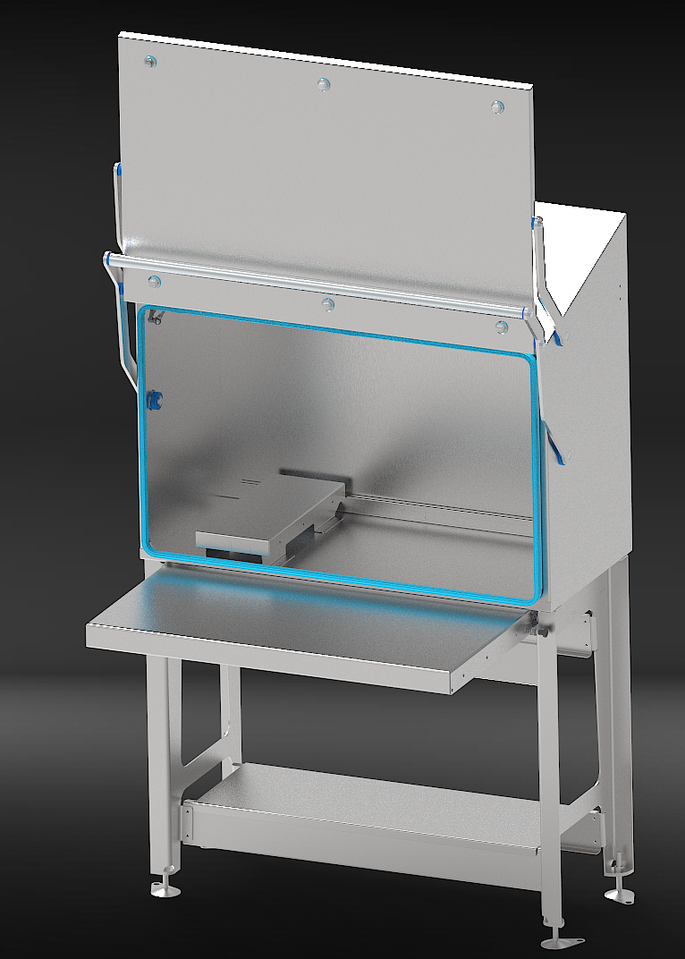 CleanBase – hygienischer Edelstahlschrank mit offenem Sockel und optionaler Arbeitsplatte, IP66-konform