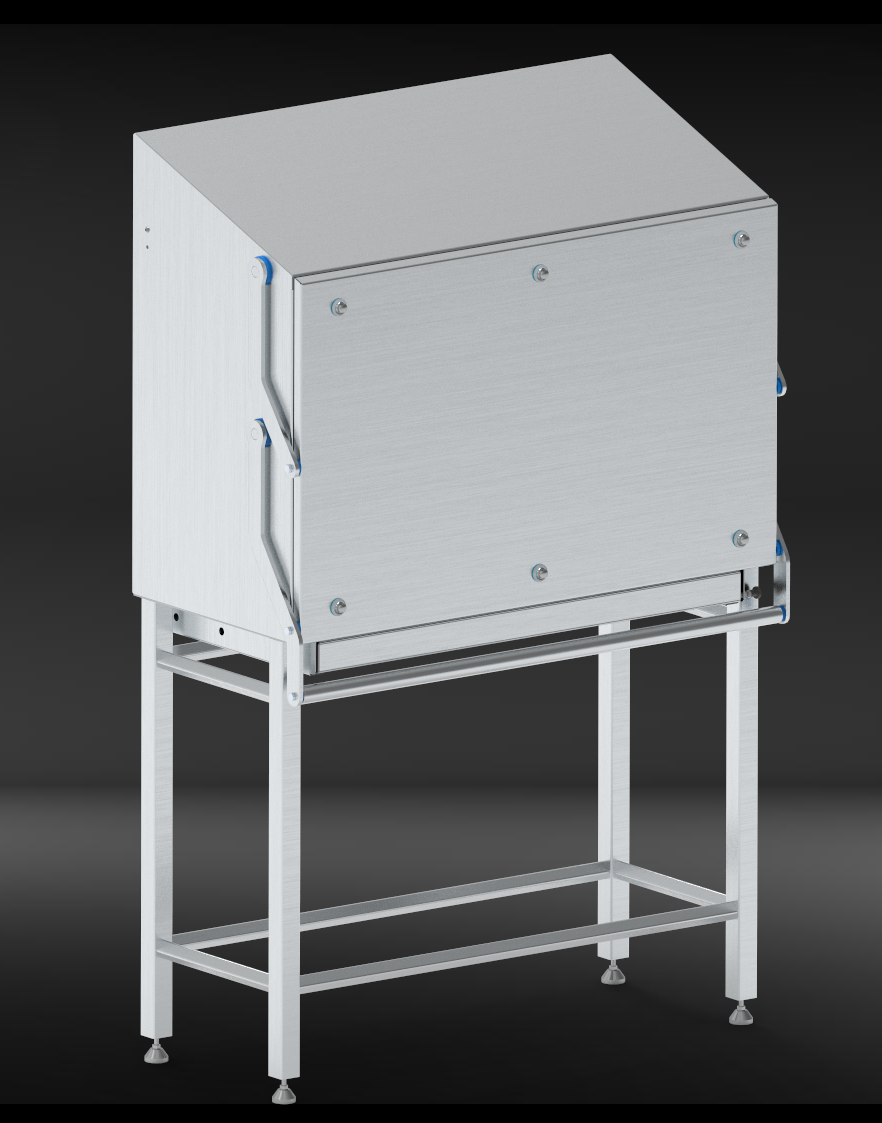 HollowBase – hygienischer Edelstahlschrank mit Sockel und ausziehbarer Geräteplattform, IP66-konform