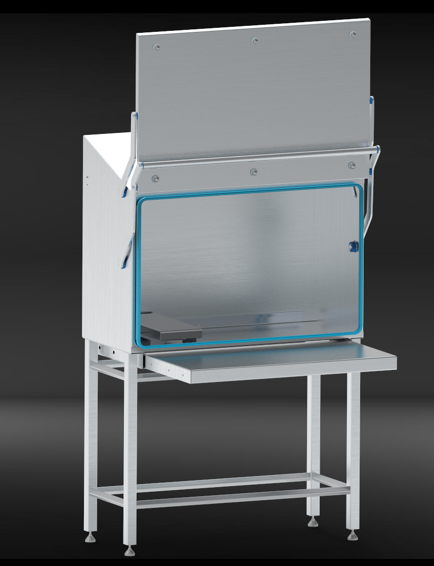 HollowBase – hygienischer Edelstahlschrank mit Sockel und ausziehbarer Geräteplattform, IP66-konform