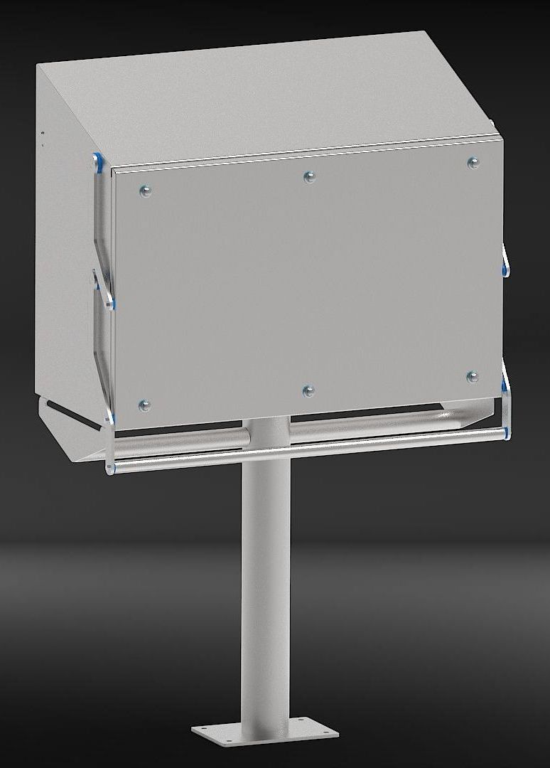 PureBase – freistehender Edelstahlschrank mit Säule