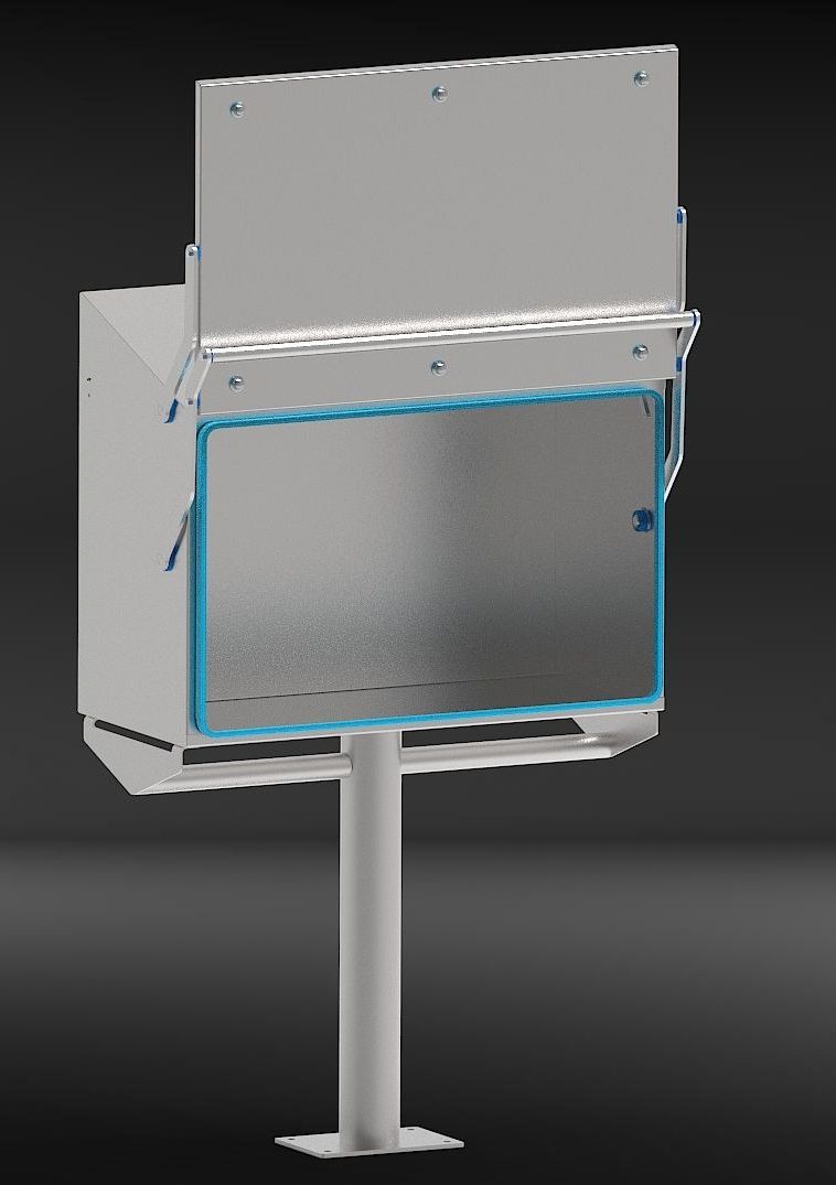 PureBase – freistehender Edelstahlschrank mit Säule