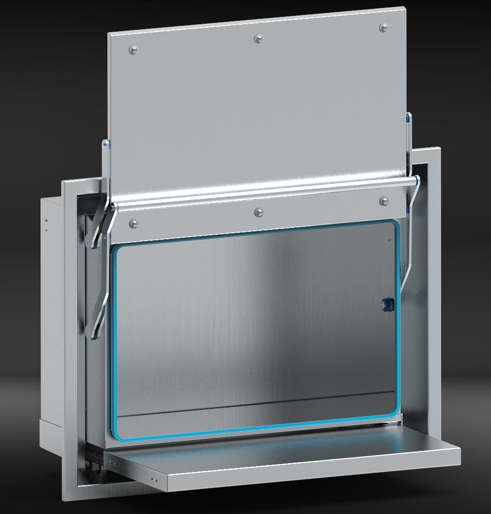 Martinox WallDesk – hygienischer Einbauschrank mit integriertem Arbeitsplatz aus Edelstahl