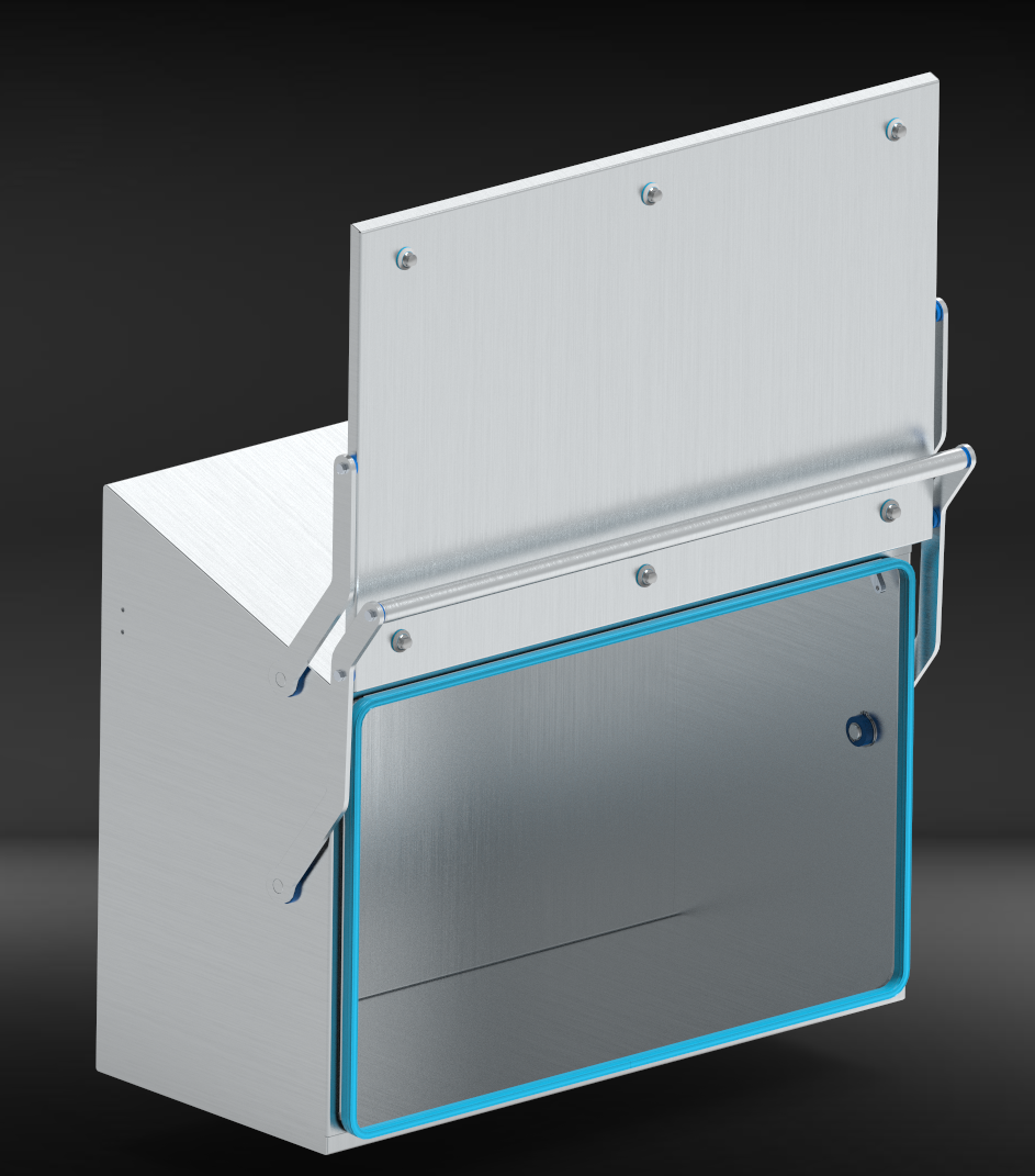 WallFit – maßgeschneiderter Edelstahlschrank mit Hebetür und IP66-Schutz