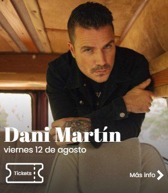 Un cartel de Dani Martin muestra a un hombre con una chaqueta negra.