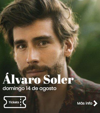 Un cartel de Álvaro Soler muestra a un hombre con barba.