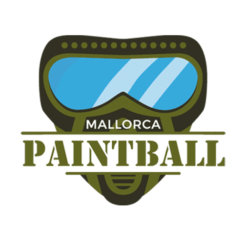 Un logotipo para paintball de Mallorca con una máscara y gafas.