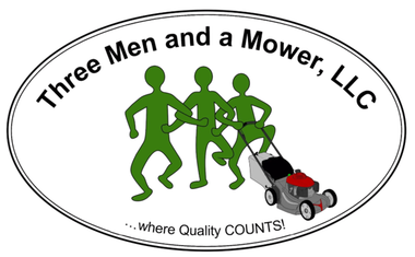 Logo: three green figures and a lawnmower, the words