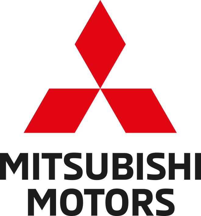 Das Logo von Mitsubishi Motors ist rot und schwarz