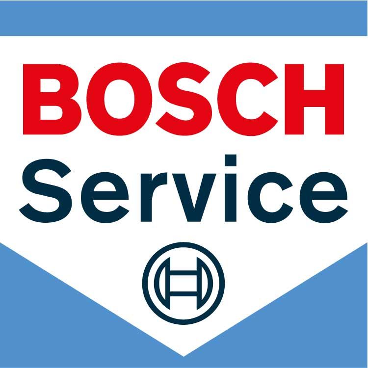 Ein Bosch-Service-Logo auf blau-weißem Hintergrund