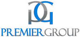 Logo of Premier Group, with intertwined "DG" letters in blue and grey, and text "PREMIER GROUP" below.