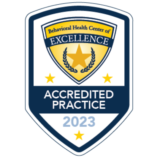 behavioral health center of excellence accredited practice badge