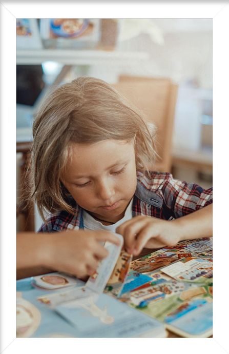 boy looking at picture book