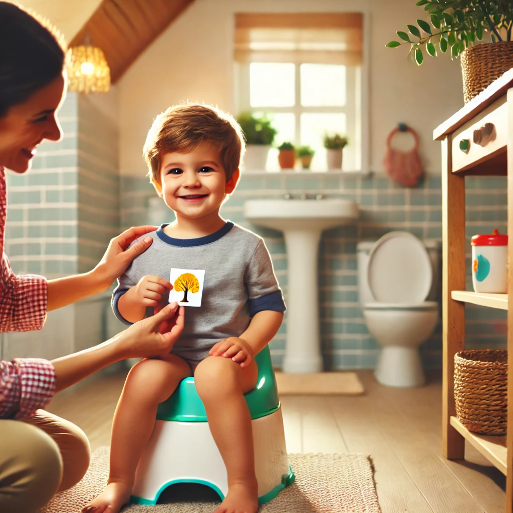 child receiving reward for using the potty