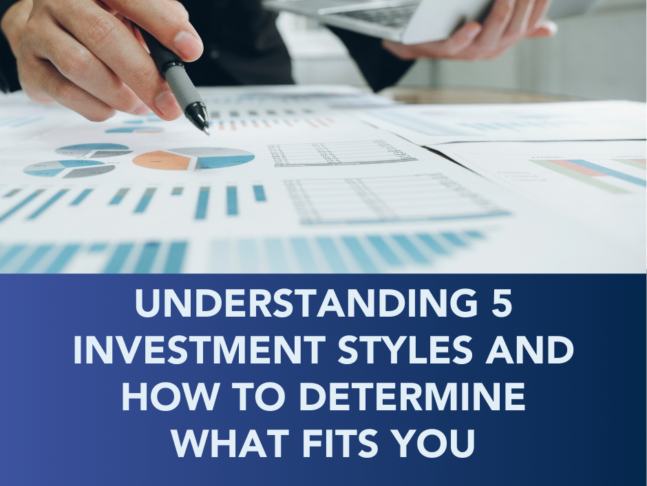 Person analyzing financial charts with a pen and laptop, text reads