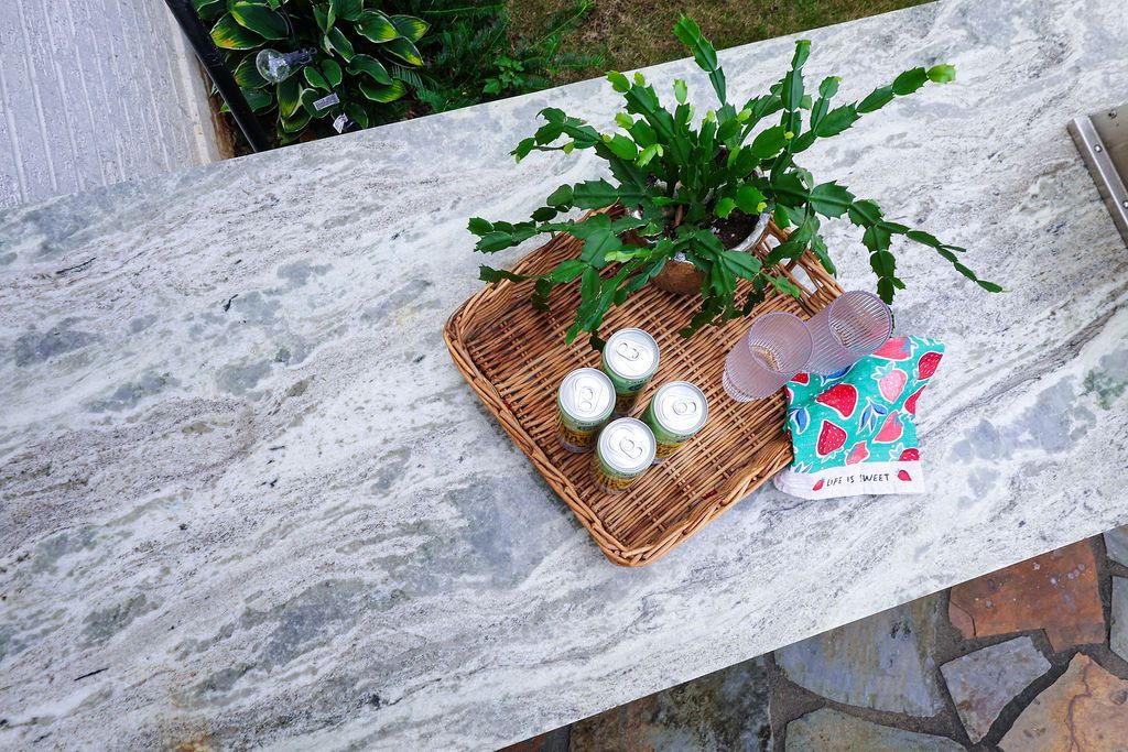 Outdoor kitchen with granite countertop ready to entertain. 