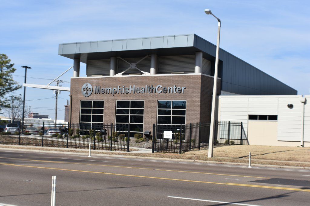 Aged Limestone — Memphis Health Center Entrance 2 in Bartlett, TN