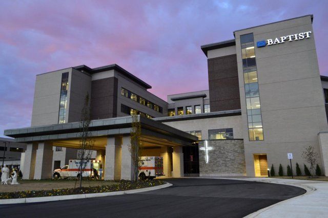 Brickwork — Entrance View of Baptist Hospital in Bartlett, TN