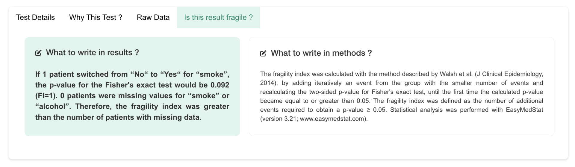 Fragility index calculator