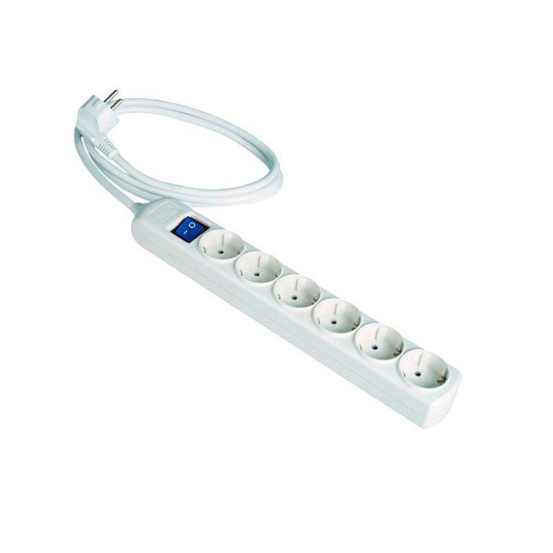 Base de 6 tomas con T.T. e interruptor de 1,5 Mts