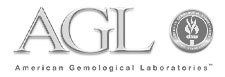 The logo for the american gemological laboratories is black and white.