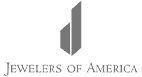 The logo for jewelers of america is a gray and white logo.
