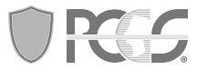 A black and white logo for pcc with a shield and letters.