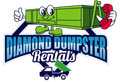 A logo for diamond dumpster rentals with a green dumpster