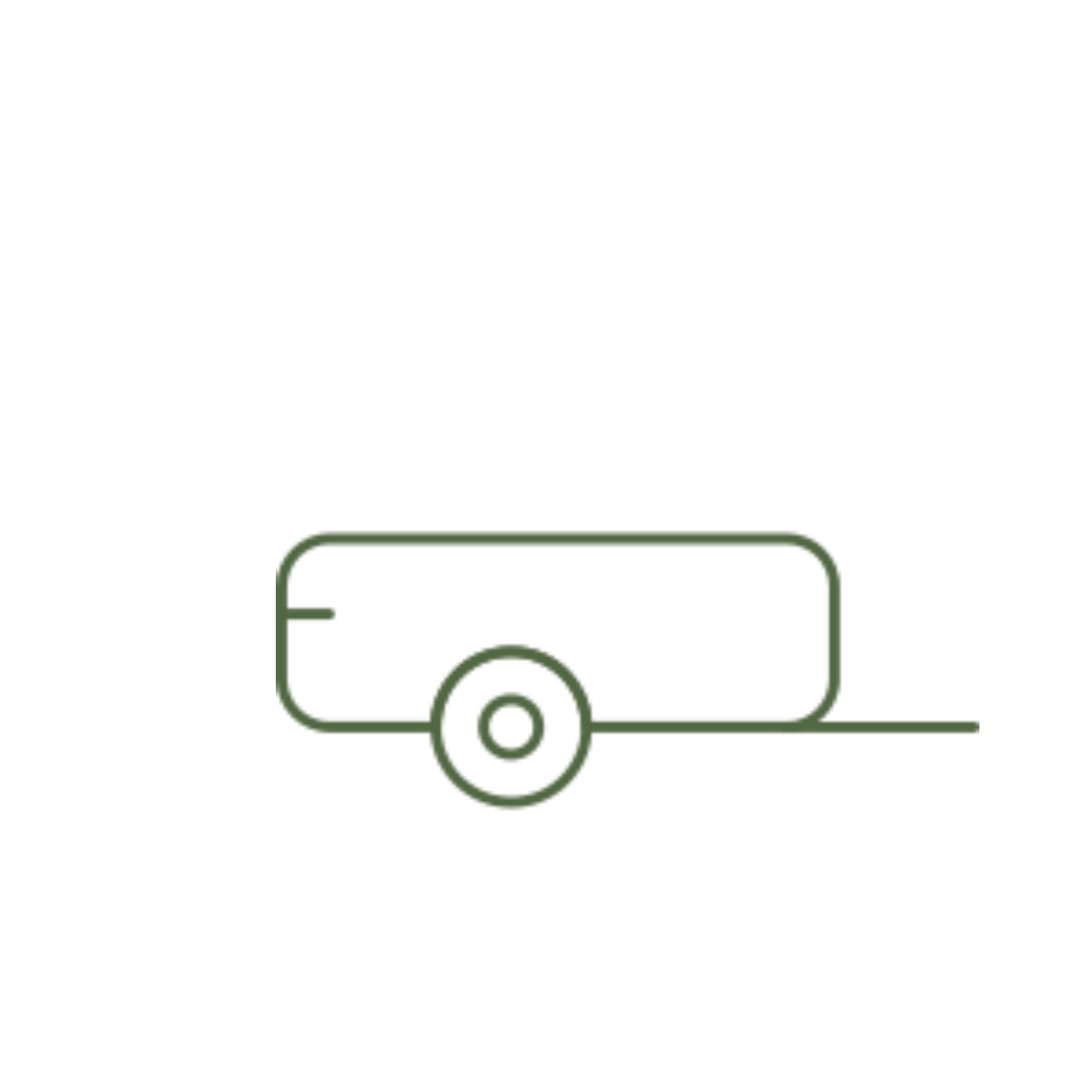 A line drawing of a trailer with wheels on a white background.