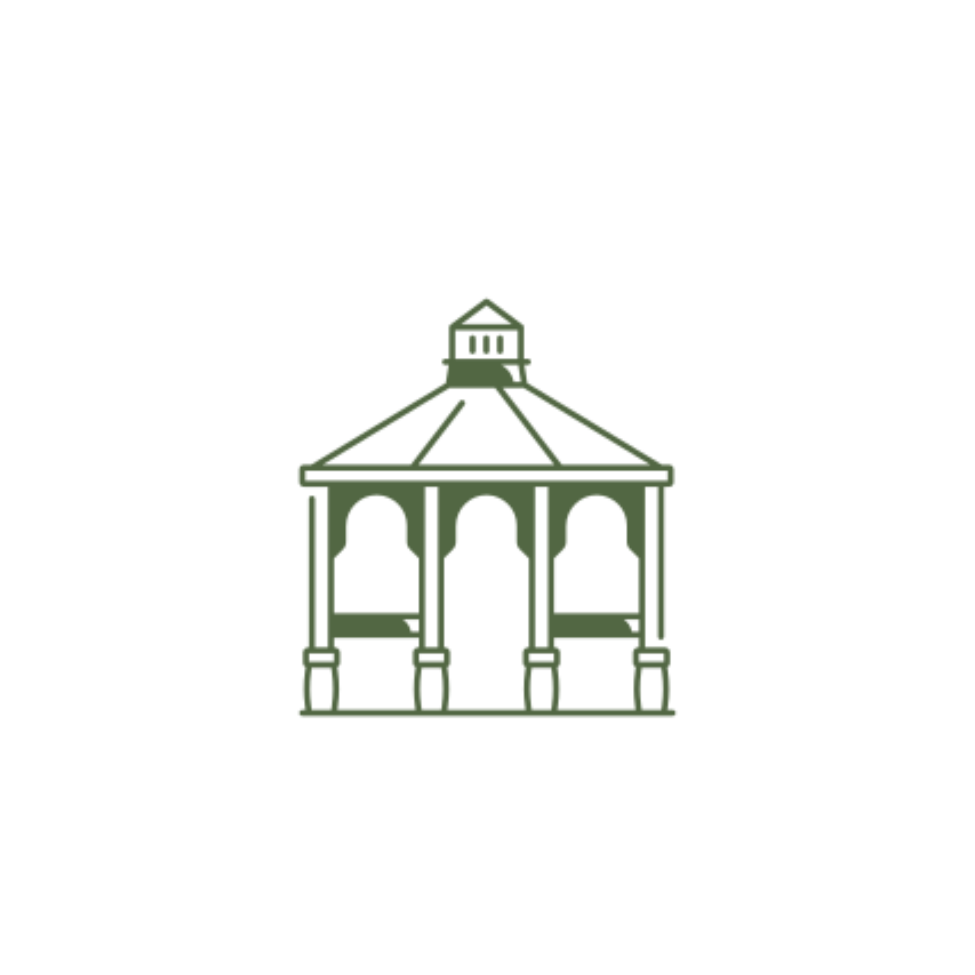 A green and white drawing of a gazebo on a white background.