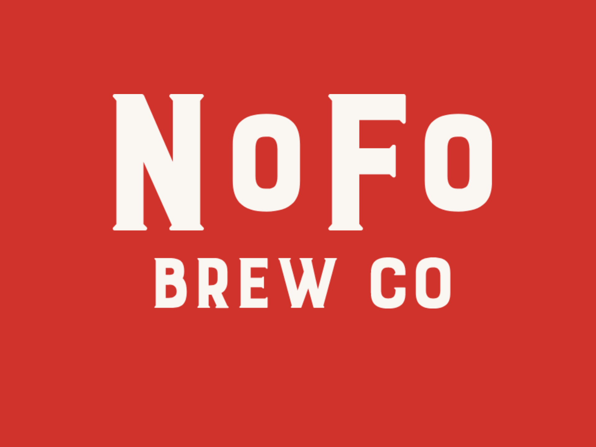 The logo for nofo brew co is on a red background.