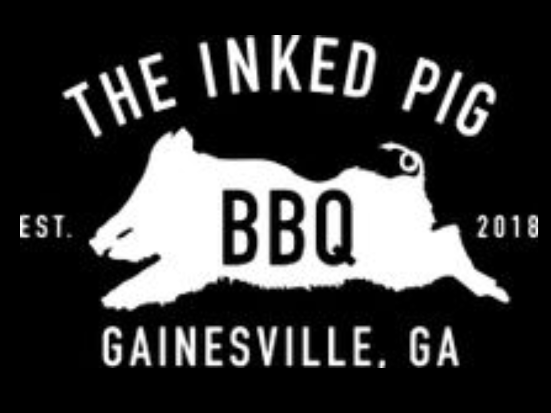 The logo for the inked pig bbq in gainesville , ga