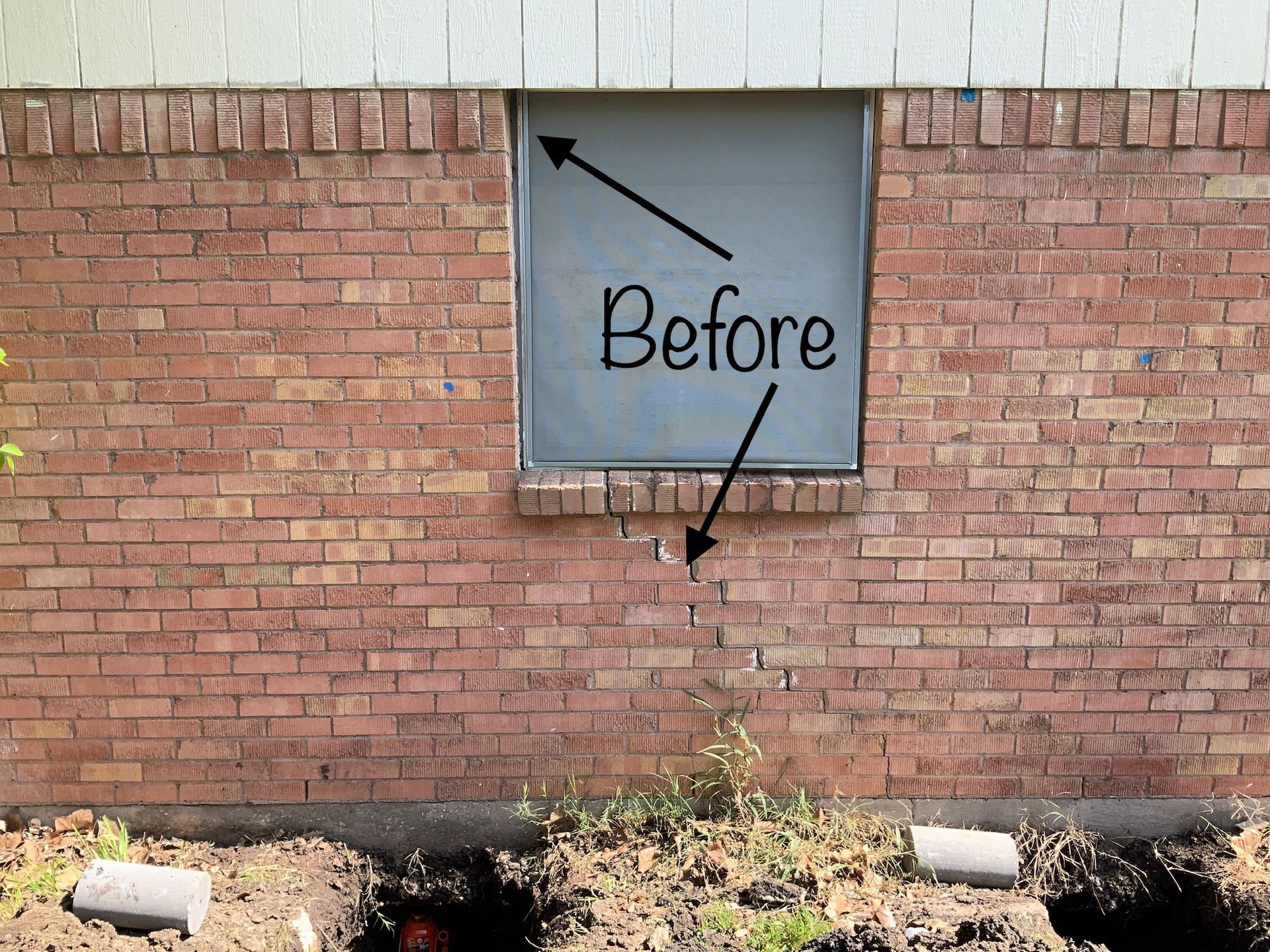 a brick wall with the word before written on it
