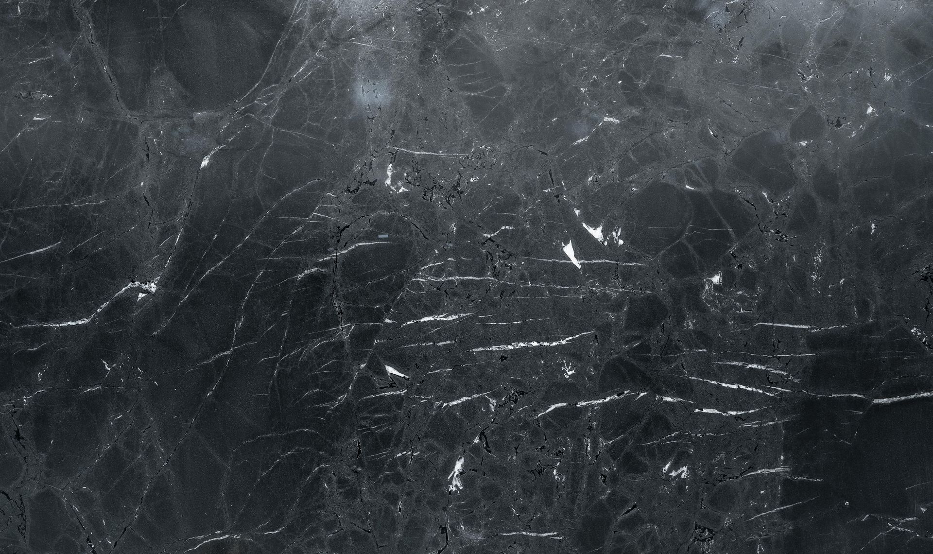Dark gray marble with white veins running through it.