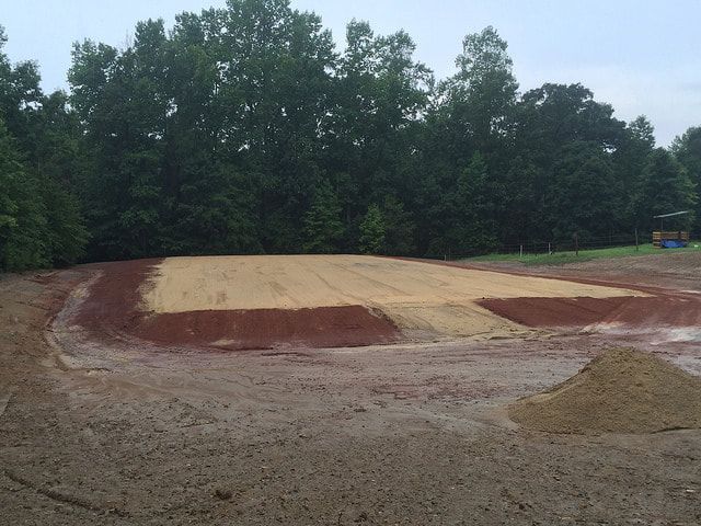 A recently raised and leveled pad for a new pad. 