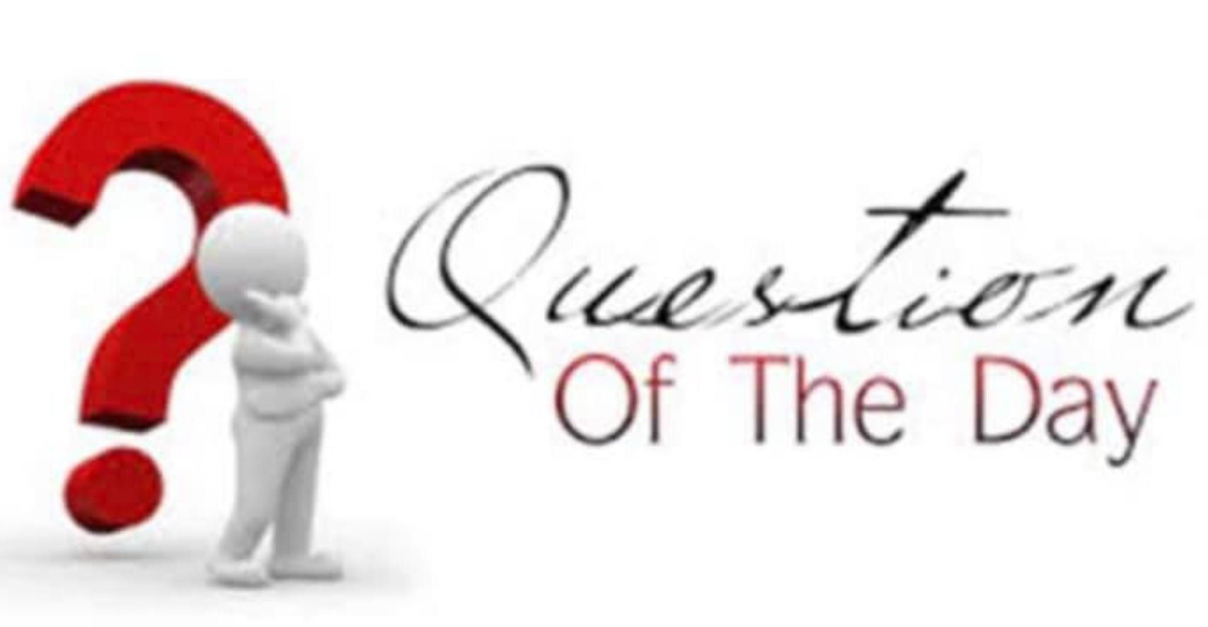 A question of the day logo with a red question mark