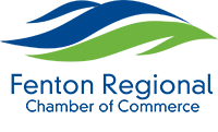 The fenton regional chamber of commerce logo is blue and green.