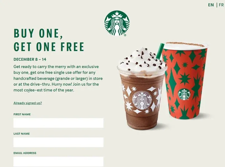 Buy One, Get One Free Starbucks