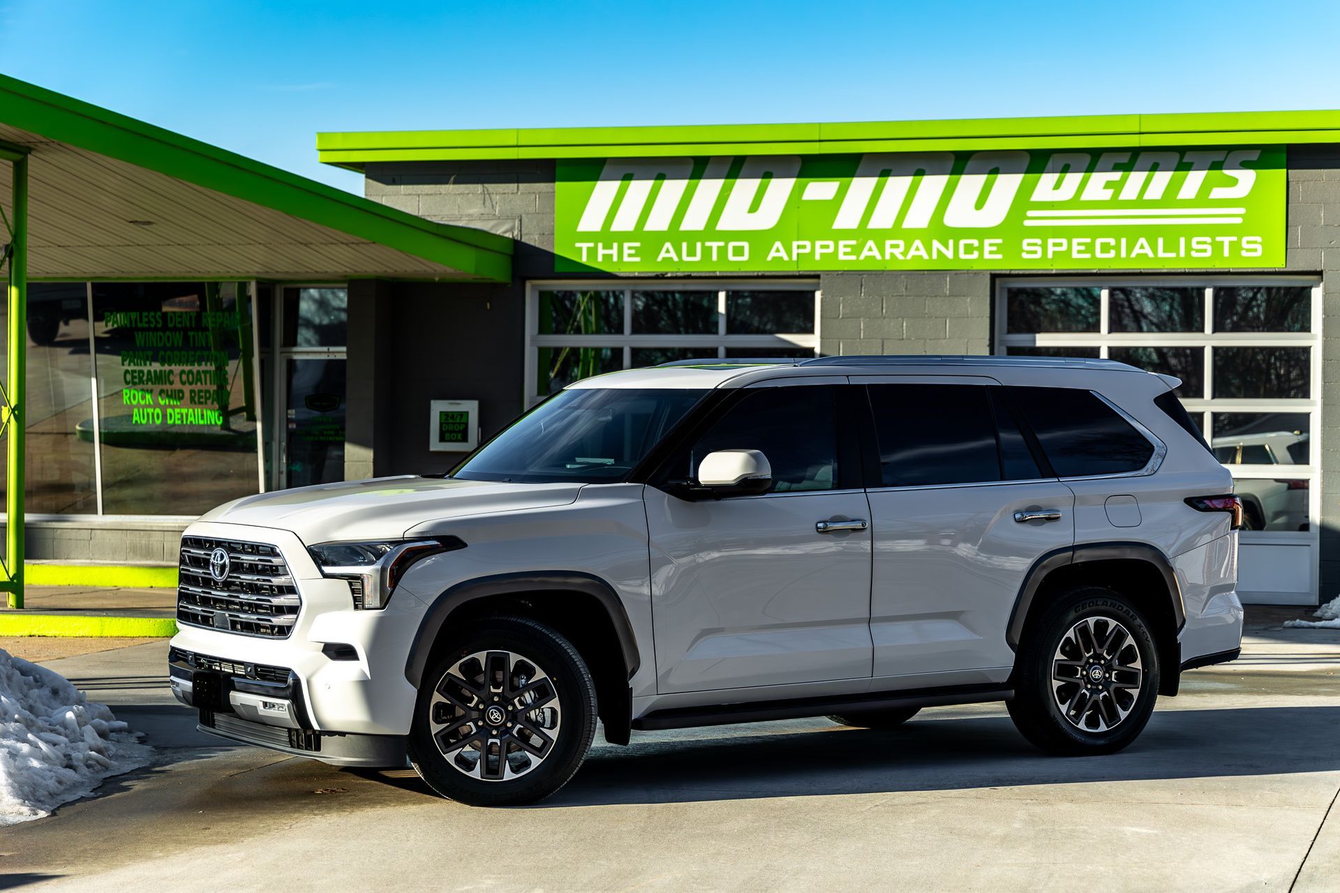 2025 Toyota Sequoia Capstone after it got ceramic window tint and a ceramic coating at Mid-Mo Dents