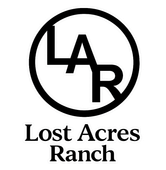 Black circular logo containing the letters "LAR" above the text "Lost Acres Ranch".