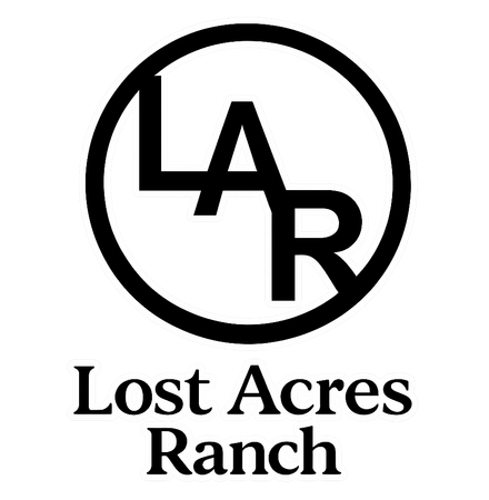 Black circular logo containing the letters "LAR" above the text "Lost Acres Ranch".