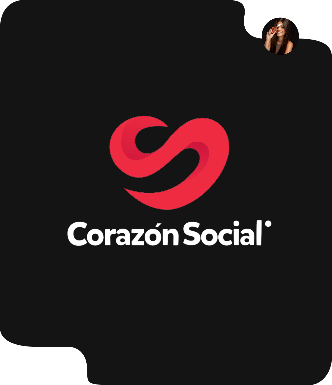A black background with a red heart and the words corazon social