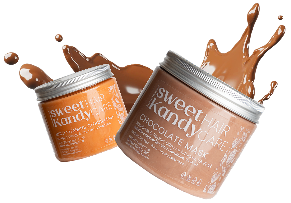 Two jars of chocolate mask are sitting next to each other with chocolate splashing out of them.