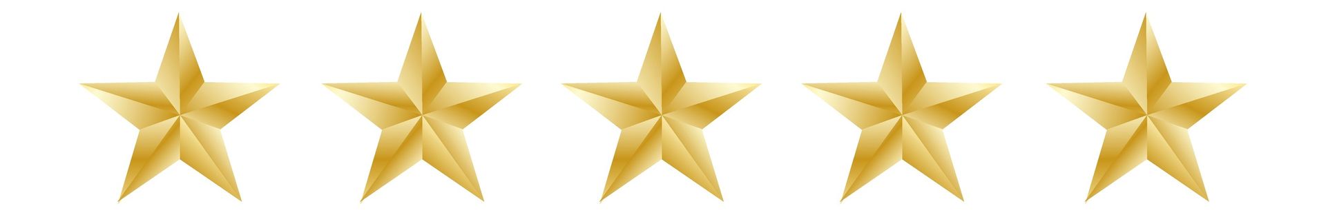 A set of five gold stars on a white background. A set of five gold stars on a white background.