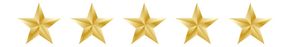 A set of five gold stars on a white background.
