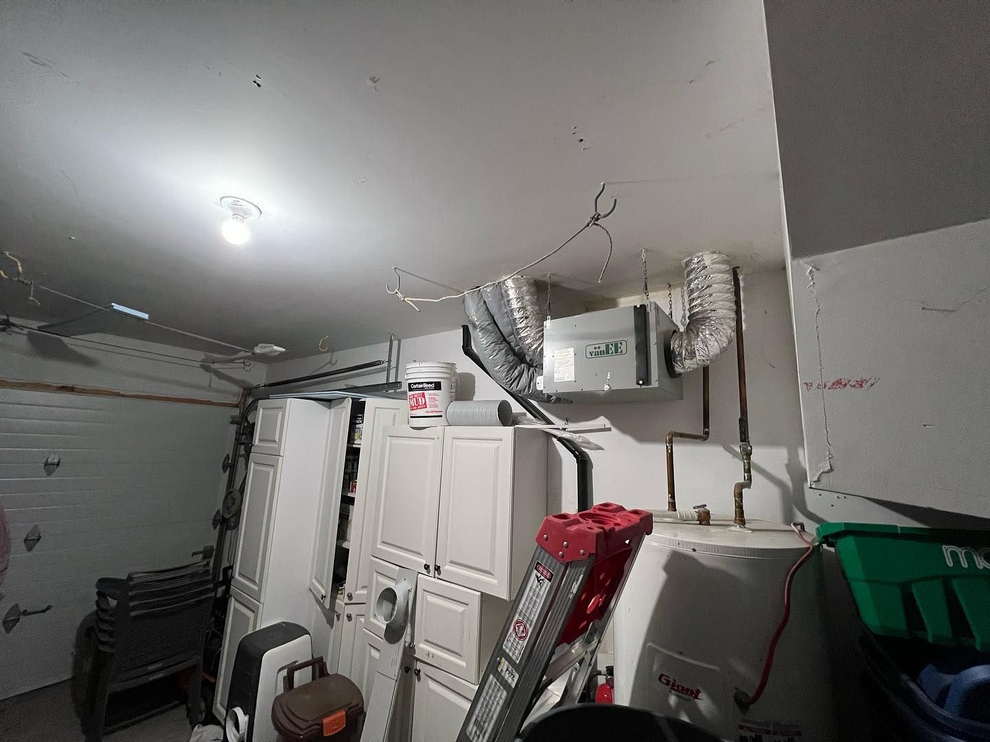 There is a ladder in the middle of the room.