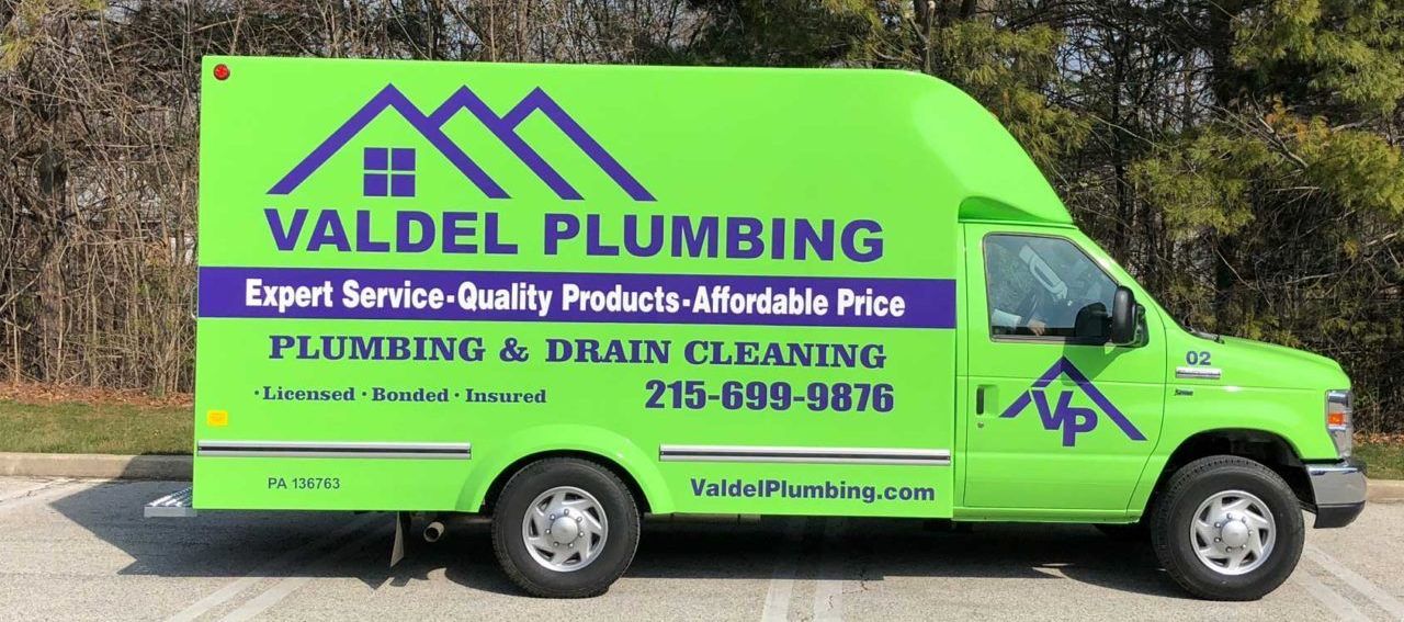 Valdel Plumbing service truck in Norristown, PA, providing expert plumbing repairs, drain cleaning, 