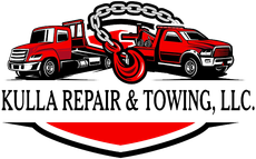 A logo for kulla repair and towing , llc.