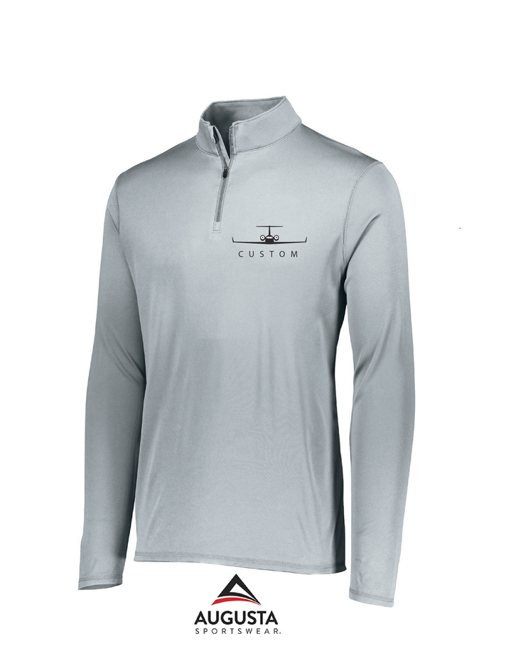 A grey augusta sportswear sweatshirt with a helicopter logo on the front