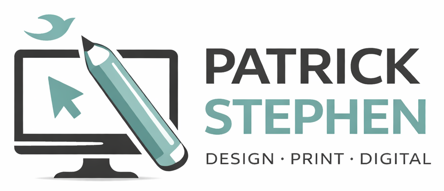 Logo: Monitor with cursor, pencil, and bird graphic;